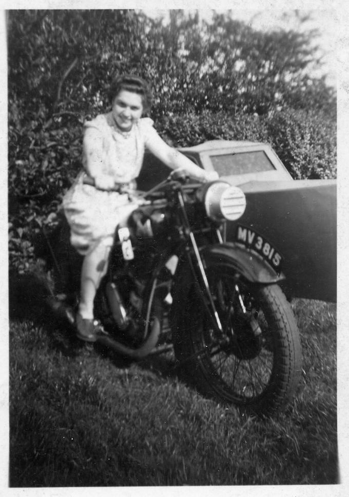 Edith on motorbike